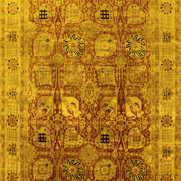 Machine Washable Oriental Yellow Traditional Rug, wshurb2940yw
