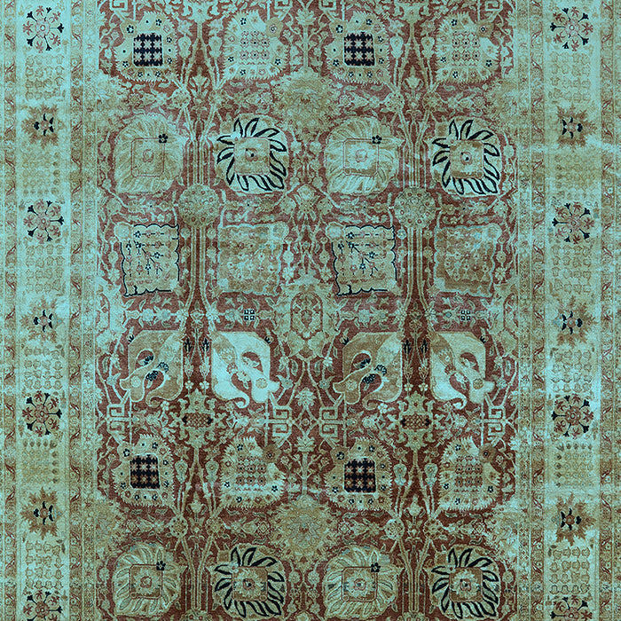 Machine Washable Oriental Light Blue Traditional Rug, wshurb2940lblu