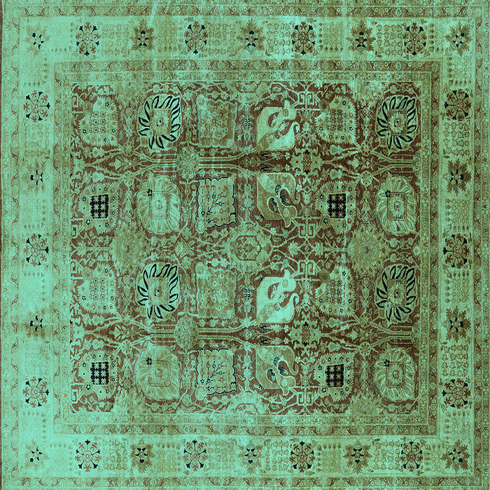 Square Oriental Turquoise Traditional Rug, urb2940turq