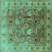 Square Machine Washable Oriental Turquoise Traditional Area Rugs, wshurb2940turq