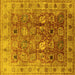 Square Machine Washable Oriental Yellow Traditional Rug, wshurb2940yw