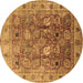 Round Machine Washable Oriental Brown Traditional Rug, wshurb2940brn