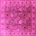 Square Machine Washable Oriental Pink Traditional Rug, wshurb2940pnk