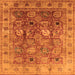 Square Machine Washable Oriental Orange Traditional Area Rugs, wshurb2940org