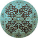 Round Oriental Light Blue Traditional Rug, urb2941lblu