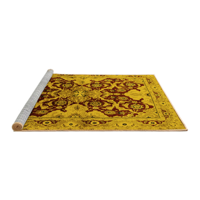 Sideview of Machine Washable Oriental Yellow Traditional Rug, wshurb2941yw