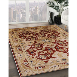 Mid-Century Modern Brown Sand Brown Oriental Rug in Family Room, urb2941