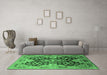 Machine Washable Oriental Emerald Green Traditional Area Rugs in a Living Room,, wshurb2941emgrn