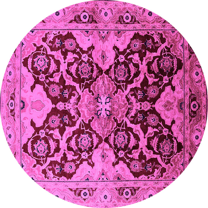 Round Oriental Pink Traditional Rug, urb2941pnk