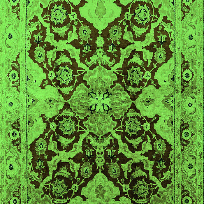 Machine Washable Oriental Green Traditional Area Rugs, wshurb2941grn
