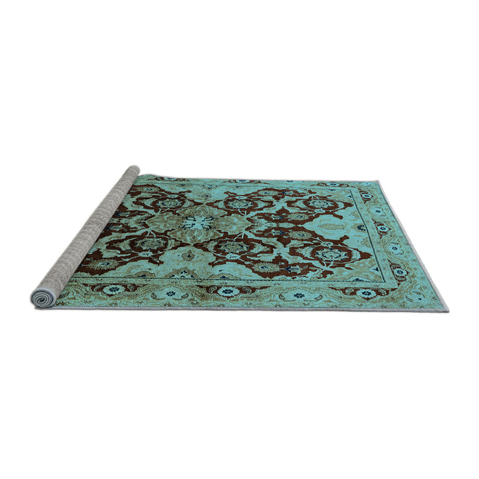 Sideview of Machine Washable Oriental Light Blue Traditional Rug, wshurb2941lblu