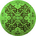 Round Oriental Green Traditional Rug, urb2941grn