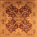 Square Machine Washable Oriental Orange Traditional Area Rugs, wshurb2941org