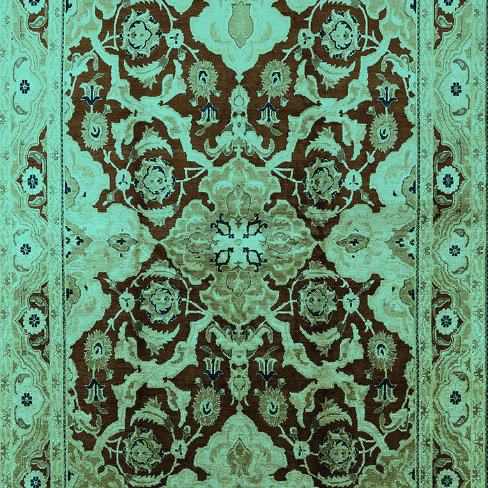 Machine Washable Oriental Turquoise Traditional Area Rugs, wshurb2941turq