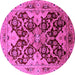 Round Machine Washable Oriental Pink Traditional Rug, wshurb2941pnk