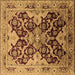 Square Machine Washable Oriental Brown Traditional Rug, wshurb2941brn