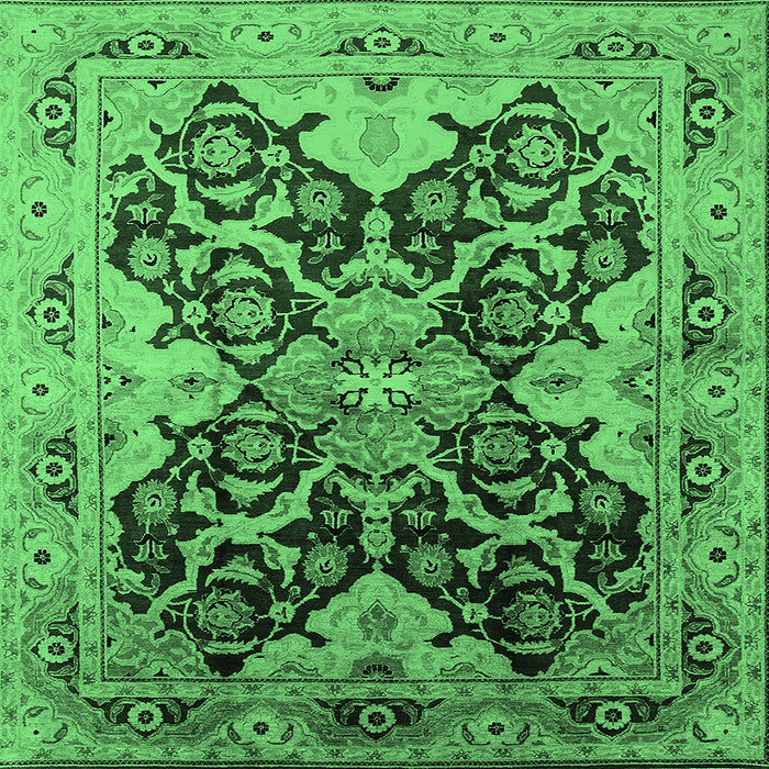 Square Oriental Emerald Green Traditional Rug, urb2941emgrn