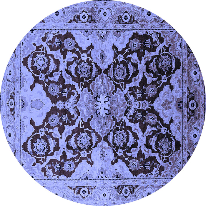 Round Oriental Blue Traditional Rug, urb2941blu