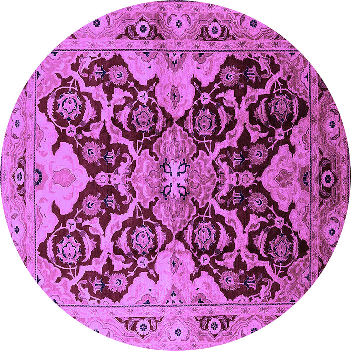 Round Machine Washable Oriental Purple Traditional Area Rugs, wshurb2941pur