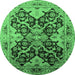 Round Oriental Emerald Green Traditional Rug, urb2941emgrn