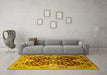 Machine Washable Oriental Yellow Traditional Rug in a Living Room, wshurb2941yw