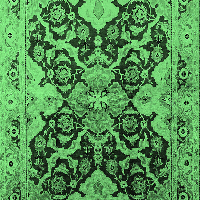 Machine Washable Oriental Emerald Green Traditional Area Rugs, wshurb2941emgrn