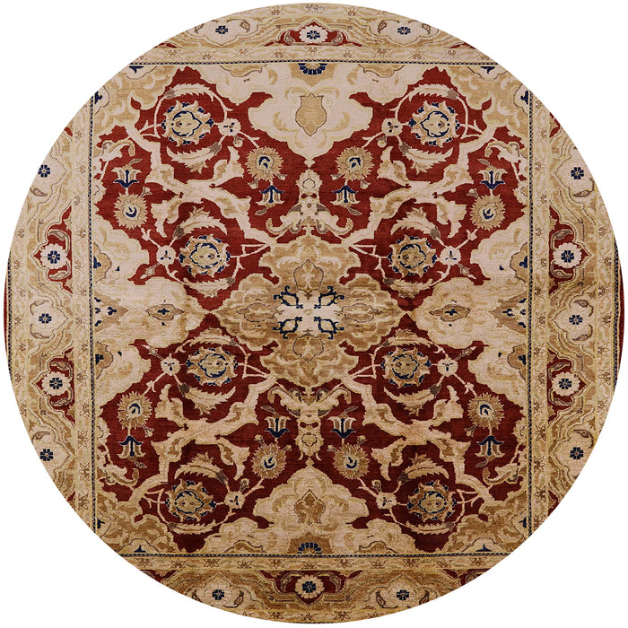 Round Mid-Century Modern Brown Sand Brown Oriental Rug, urb2941
