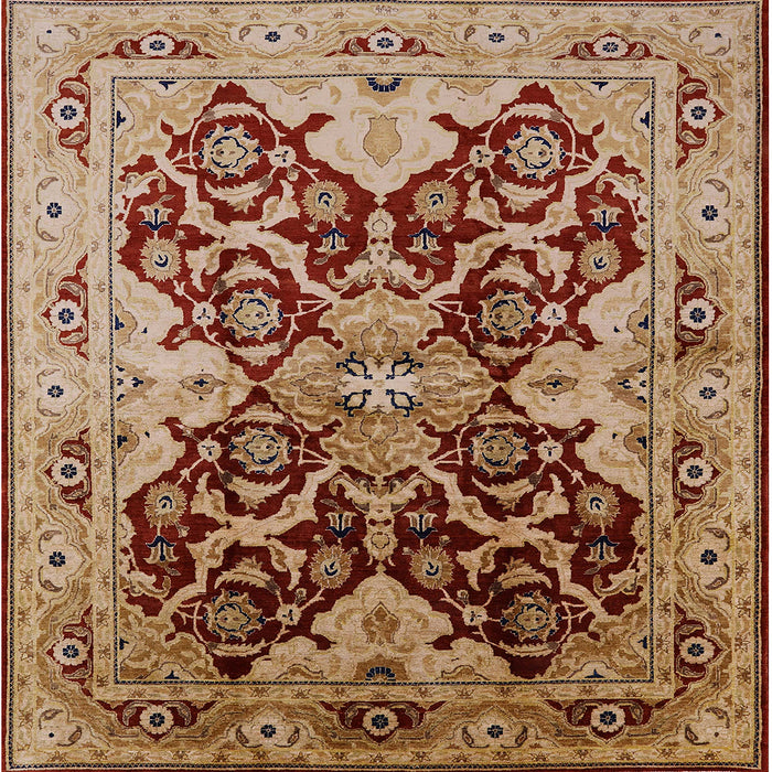 Square Mid-Century Modern Brown Sand Brown Oriental Rug, urb2941