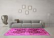 Machine Washable Oriental Pink Traditional Rug in a Living Room, wshurb2941pnk