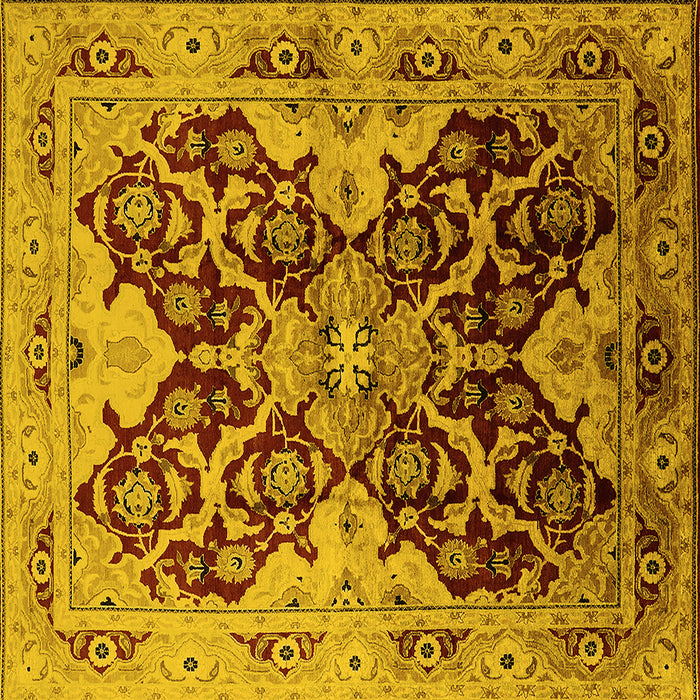 Square Machine Washable Oriental Yellow Traditional Rug, wshurb2941yw