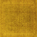 Square Machine Washable Oriental Yellow Industrial Rug, wshurb2942yw