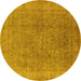 Round Oriental Yellow Industrial Rug, urb2942yw