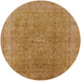 Round Machine Washable Industrial Modern Gold Rug, wshurb2942