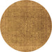 Round Oriental Brown Industrial Rug, urb2942brn