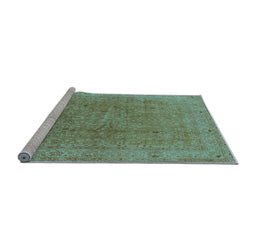 Sideview of Machine Washable Oriental Light Blue Industrial Rug, wshurb2942lblu