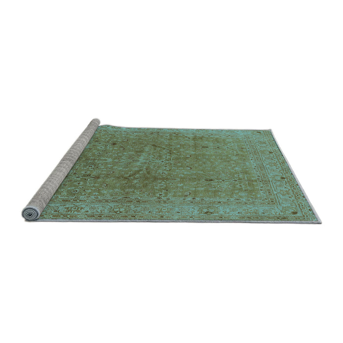 Sideview of Machine Washable Oriental Light Blue Industrial Rug, wshurb2942lblu