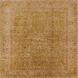 Square Mid-Century Modern Gold Oriental Rug, urb2942