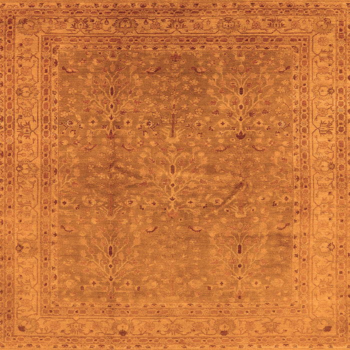 Square Machine Washable Oriental Orange Industrial Area Rugs, wshurb2942org