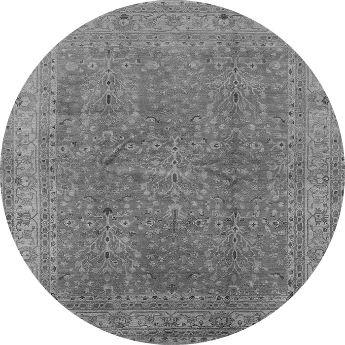 Round Machine Washable Oriental Gray Industrial Rug, wshurb2942gry