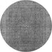 Round Machine Washable Oriental Gray Industrial Rug, wshurb2942gry