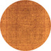 Round Machine Washable Oriental Orange Industrial Area Rugs, wshurb2942org