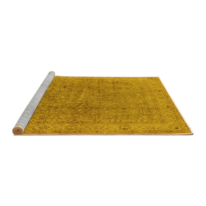 Sideview of Machine Washable Oriental Yellow Industrial Rug, wshurb2942yw