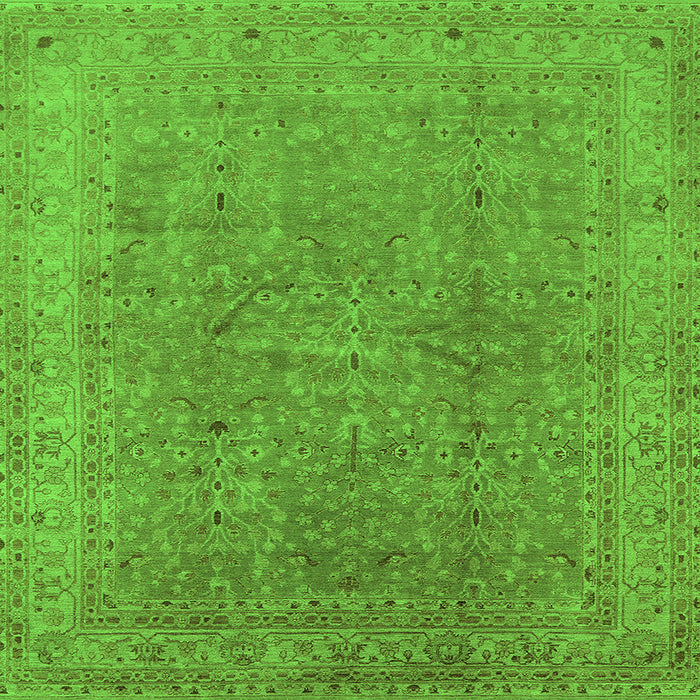 Square Machine Washable Oriental Green Industrial Area Rugs, wshurb2942grn