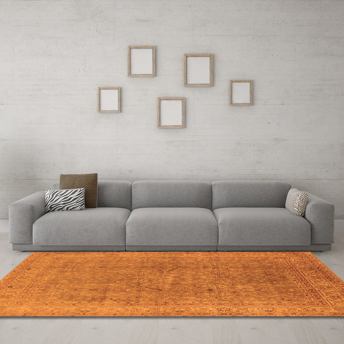 Machine Washable Oriental Orange Industrial Area Rugs in a Living Room, wshurb2942org