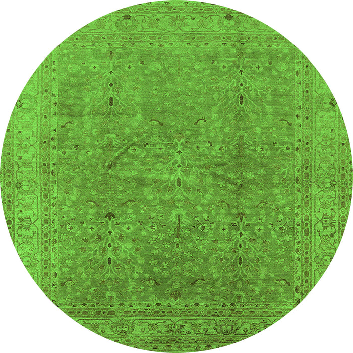 Round Oriental Green Industrial Rug, urb2942grn