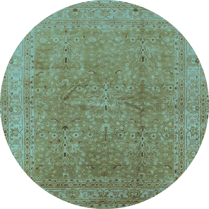 Round Oriental Light Blue Industrial Rug, urb2942lblu
