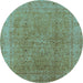 Round Oriental Light Blue Industrial Rug, urb2942lblu