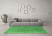 Machine Washable Oriental Emerald Green Industrial Area Rugs in a Living Room,, wshurb2942emgrn