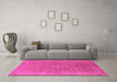 Machine Washable Oriental Pink Industrial Rug in a Living Room, wshurb2942pnk