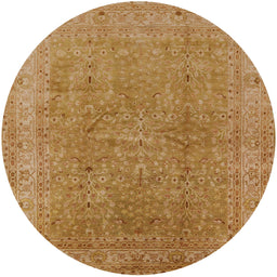 Round Mid-Century Modern Gold Oriental Rug, urb2942